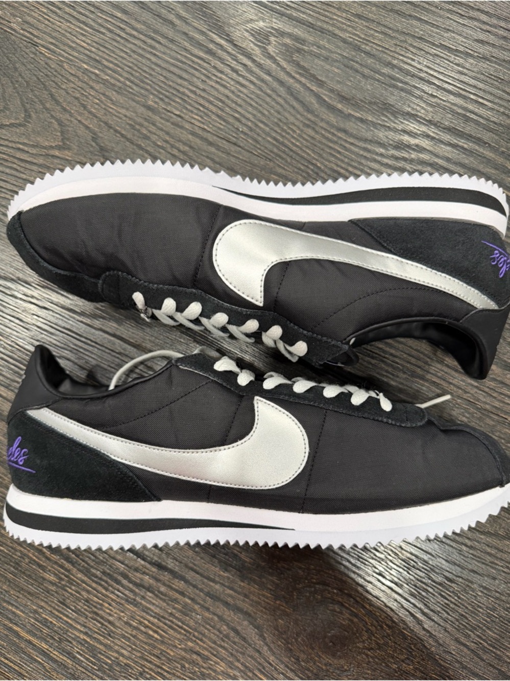 Nike Cortez Los Angeles Kings Mens Black Purple NHL LA Two Tone size 13